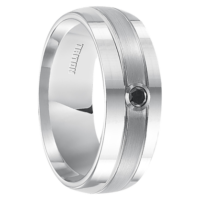 .10 cwt Black Diamond Ring White Tungsten "Anaheim"