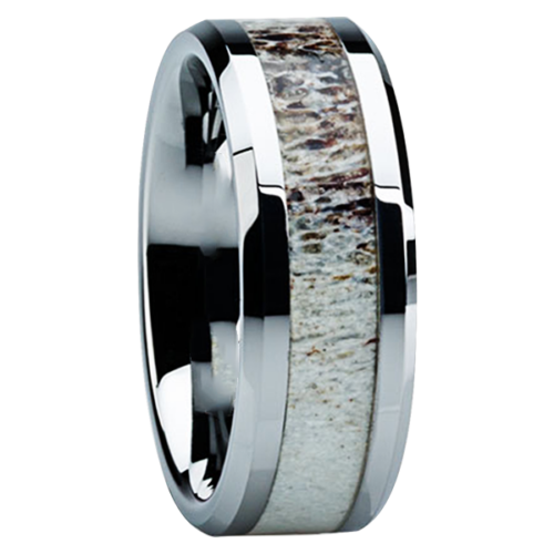 8 mm Antler Inlay in Titanium Ring "Boise"