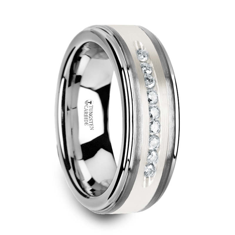 8 mm .27 cwt Diamond Silver/Tungsten Ring 