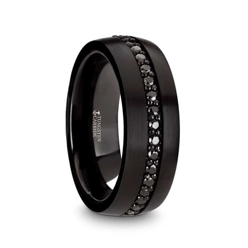 Rugged Tungsten Ring With Bark Carved Black Ceramic Insert | Blocher  Jewelers | Ellwood City, PA