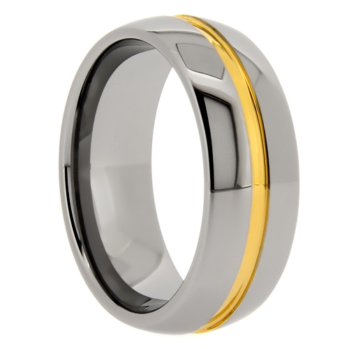 8mm Tungsten Ring for Men Women Black Gold Groove Wedding Bands Beveled  Edges Size 6 to 14 - Walmart.com